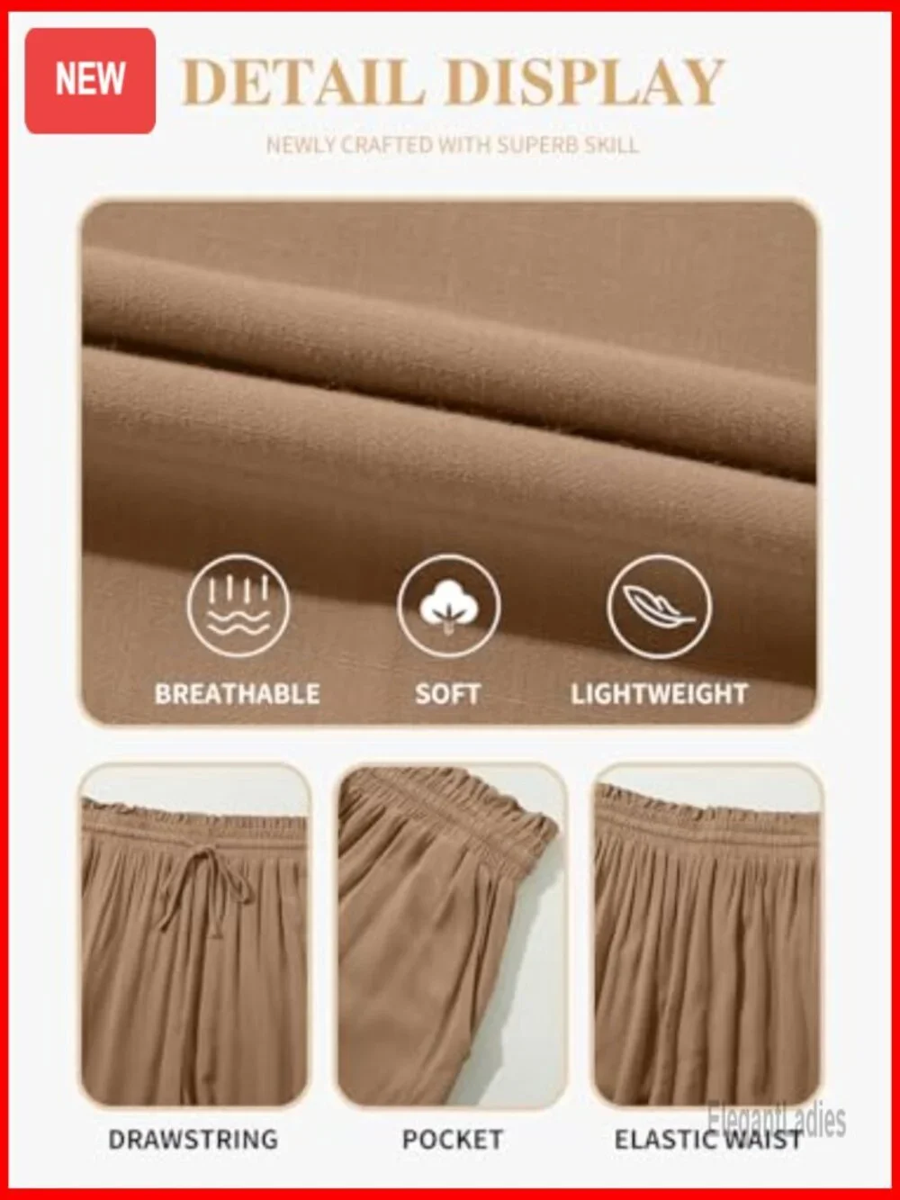 Plus Size Wide Leg Palazzo Pants Elastic High Waist with Pockets